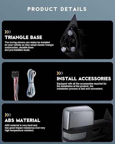 Vista 81 de OCPTY Espejos de remolque con calefacción, retrovisores laterales izquierdo y derecho compatibles con 2007-2013 para Chevy Avalanche 1500 Suburban
