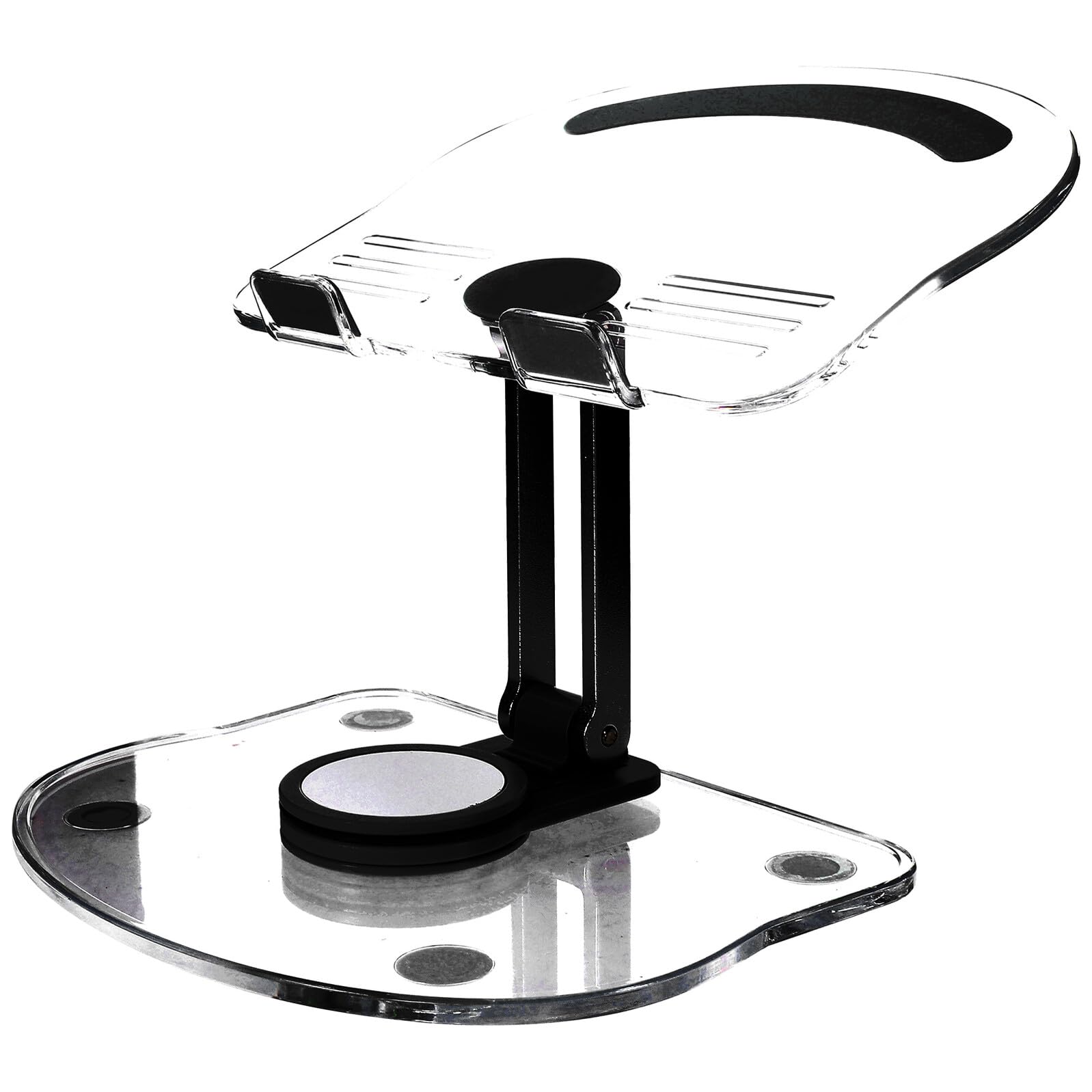 iplusmile Soporte Tablet Giratorio Ajustable Portátil Soporte Antideslizante para Escritorio Compatible Mayoría de Tablets Cuidado Cervical y Lumbar Diseño Plegable Negro