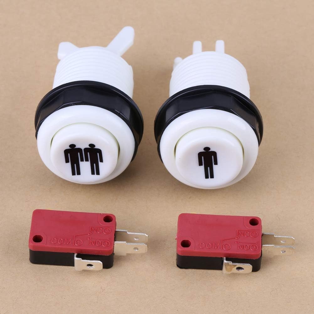 2 Player Game Buttons, Classic Game Accessories Parts Long Start Button DIY Kit 1P and 2P Player Push Buttons for Joystick Games