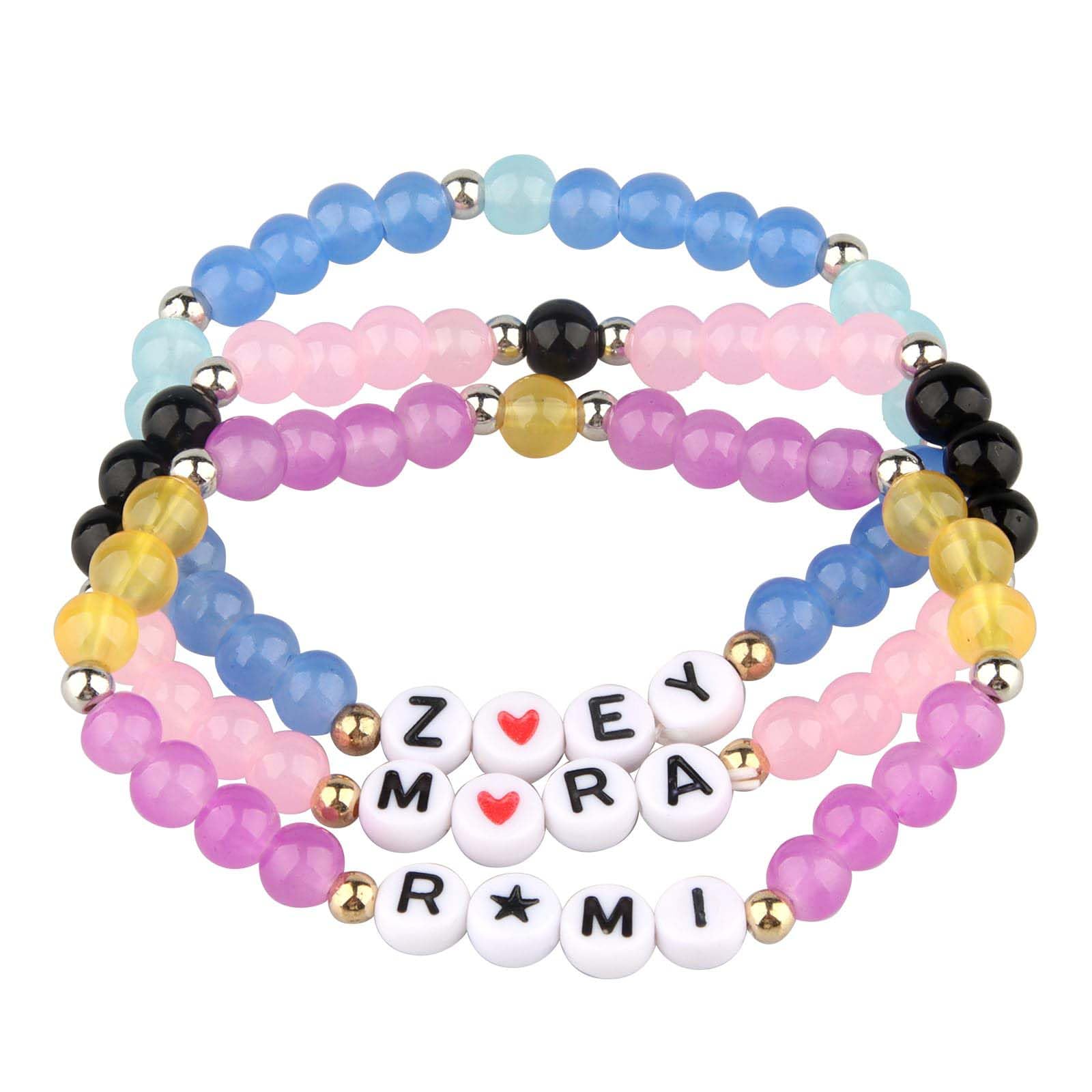 VOOSFSIE Korea Pop Girl Stackable Stretch Bracelets Set 3pcs, Demon Singer Hunters Bracelet, with Name Friendship Gifts For the K Pop Fans Costume Accessories Birthday Gift