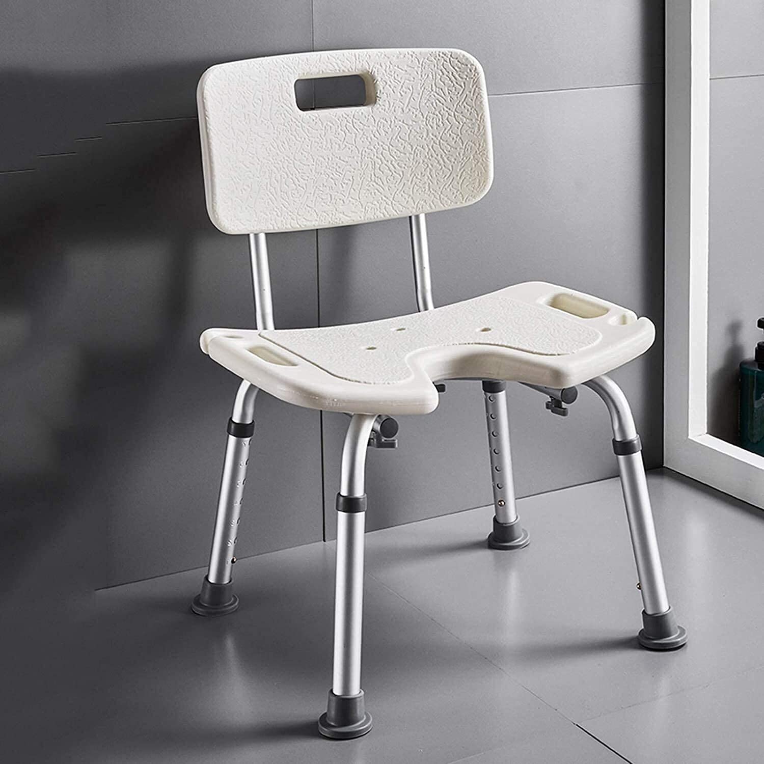 Chaise de douche réglable en hauteur CHEWYNP avec dossier et accoudoirs