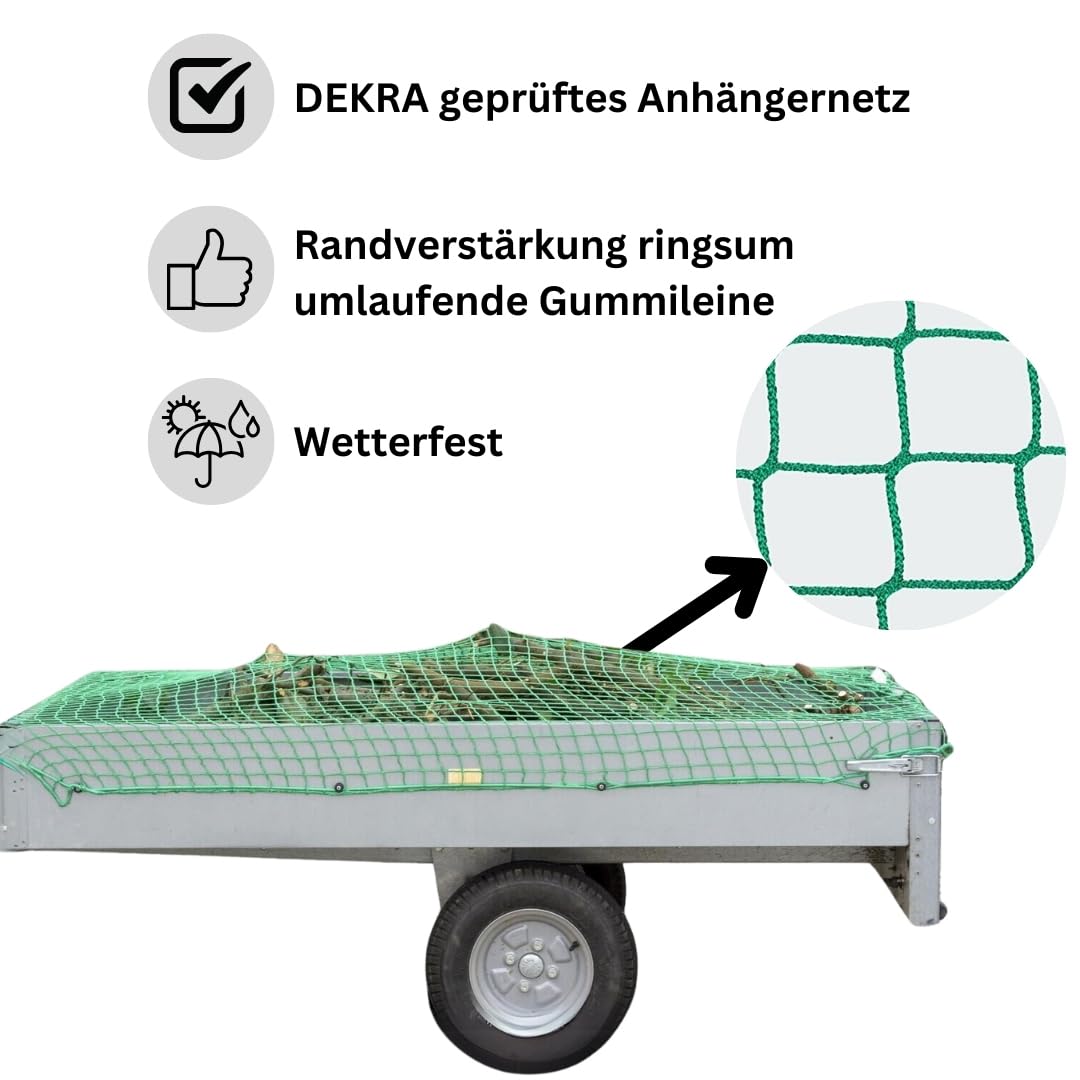 Abdecknetz 3,5x8 m Netz für Anghänger & Container PKW LKW Containernetz Dekra geprüft zur perfekten Ladungssicherung mit Gummileine