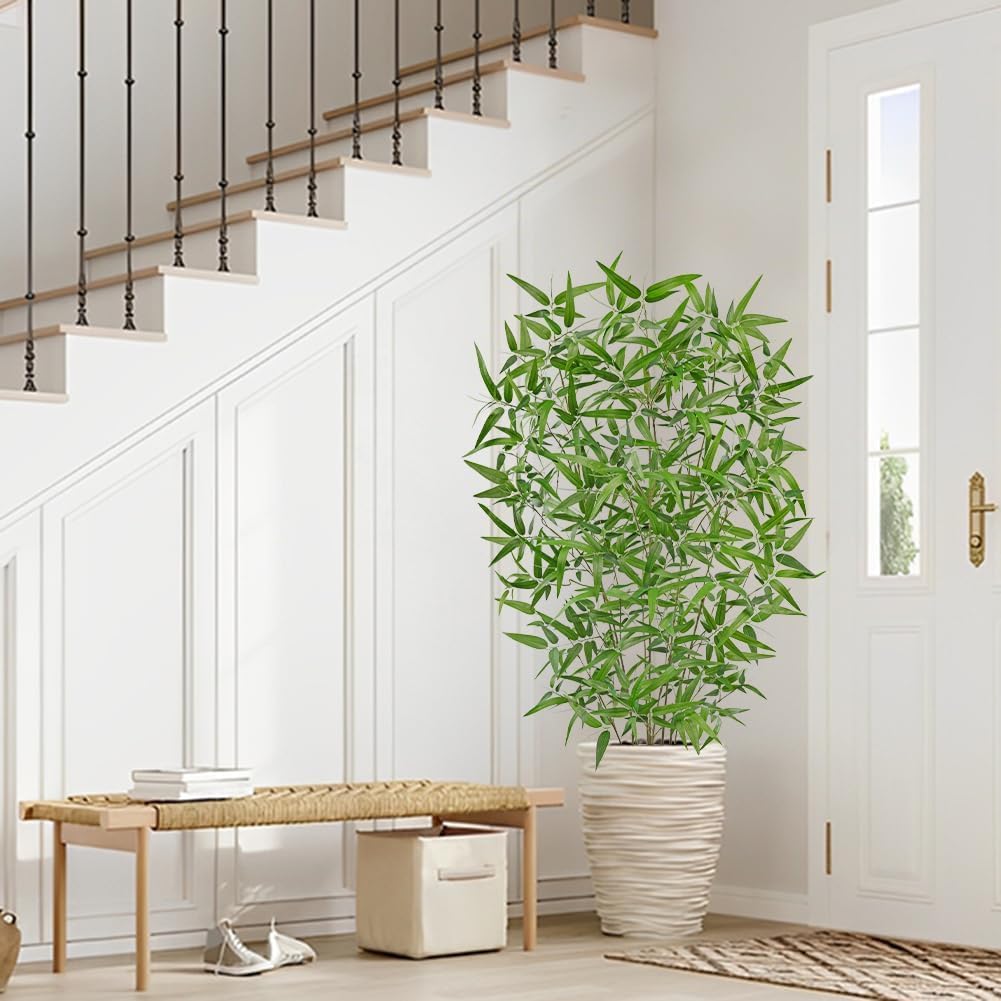 GnFlus 4ft Artificial Plant Bamboo Tree Tall Fake Silk Tree Plant Large Faux Bamboo Plant in Pot for Indoor and Outdoor Home Decoration