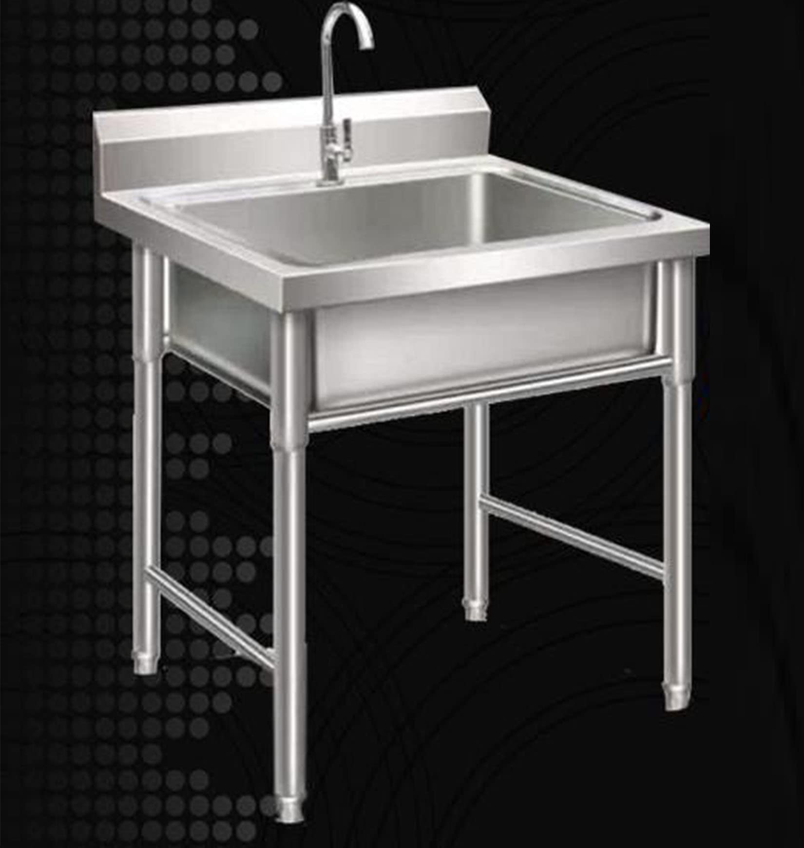 Lavavajillas Individual Deo Inoxidable para Hostelería con Grifo, Soporte Y Deflector, Altura de Las Patas Ajustable (50 Cm/60 Cm)./50 * 50 * 80 cm