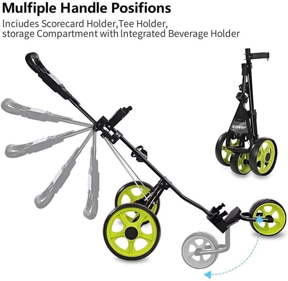 Multi-Purpose Golf Push Cart Golf Trolley Golf Push Cart Golf Cart for Golf Bag Golf Push Carts 3 Wheel Folding for Men Women Golf Cart Accessories and Necessitie Easy to Open