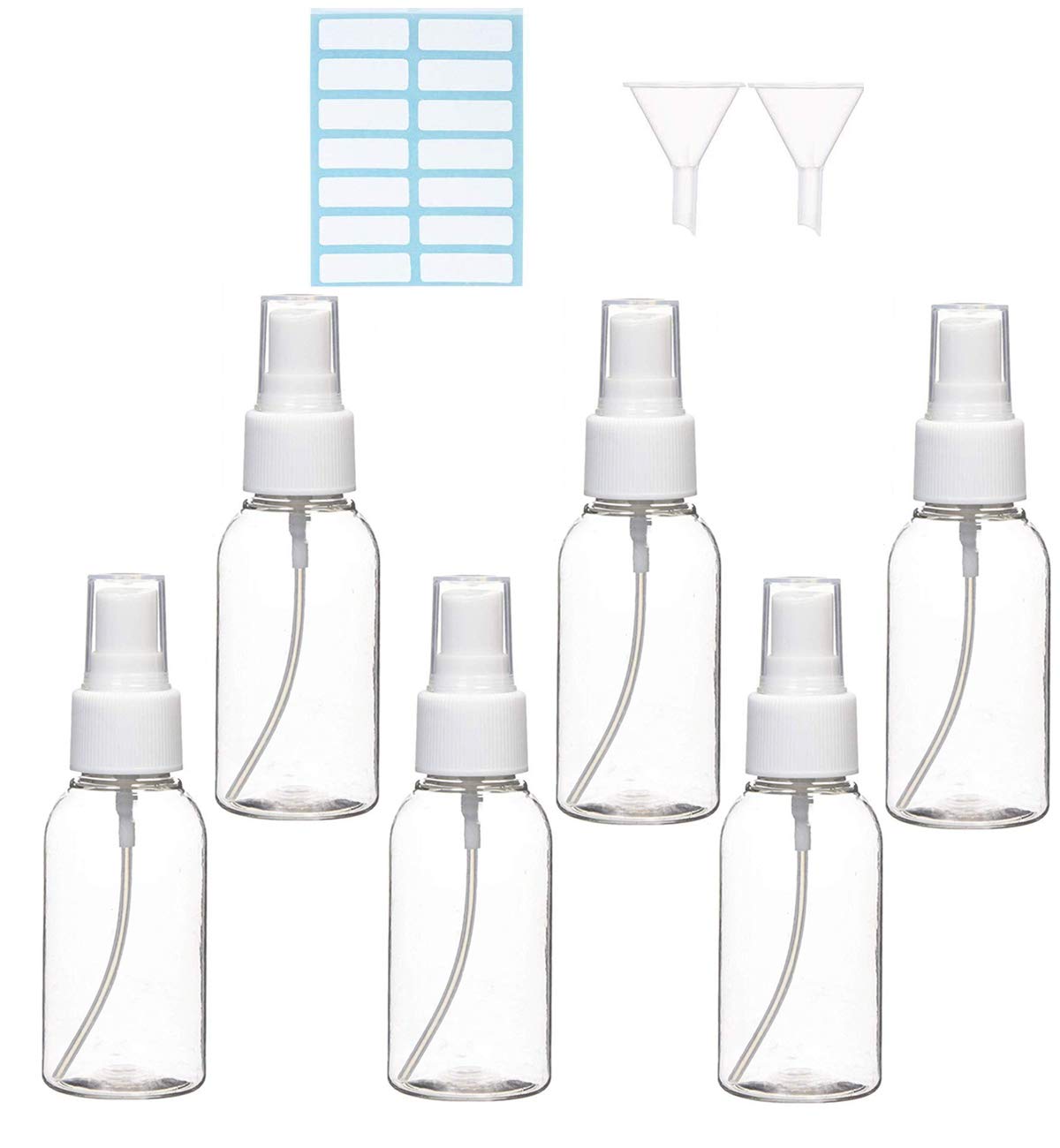 ILLUVA 50ml Small Spray Bottle Empty Clear Fine Mist Spray Bottles Plastic Travel Atomiser Bottle Set Refillable Liquid Containers for Make-up Cosmetic Hair