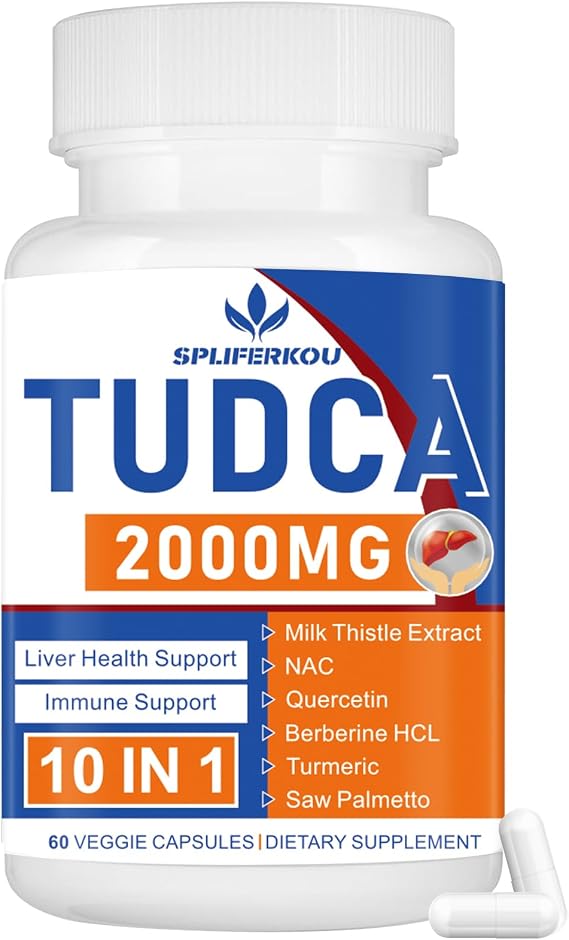 2000mg Tudca Liver Support Supplement, Tudca Bile Salt with Milk Thistle and Nac, 60 Capsules for 30 Days, Support for Liver, Detoxification, Immune System