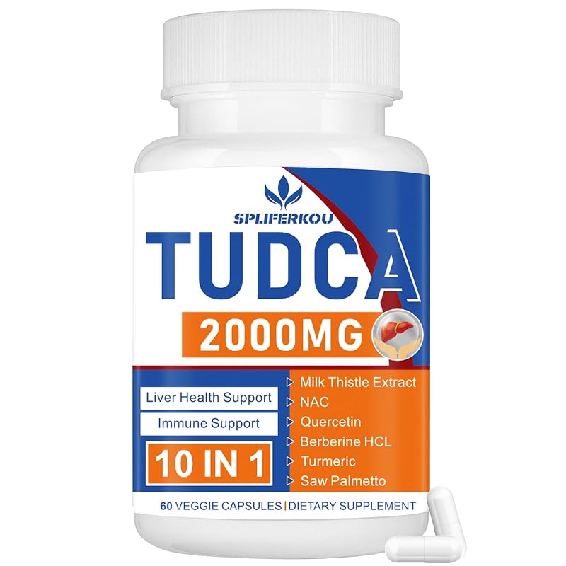 Spliferkou Suplemento de TUDCA com cardo-mariano, quercetina e NAC 2000 mg, 60 cápsulas