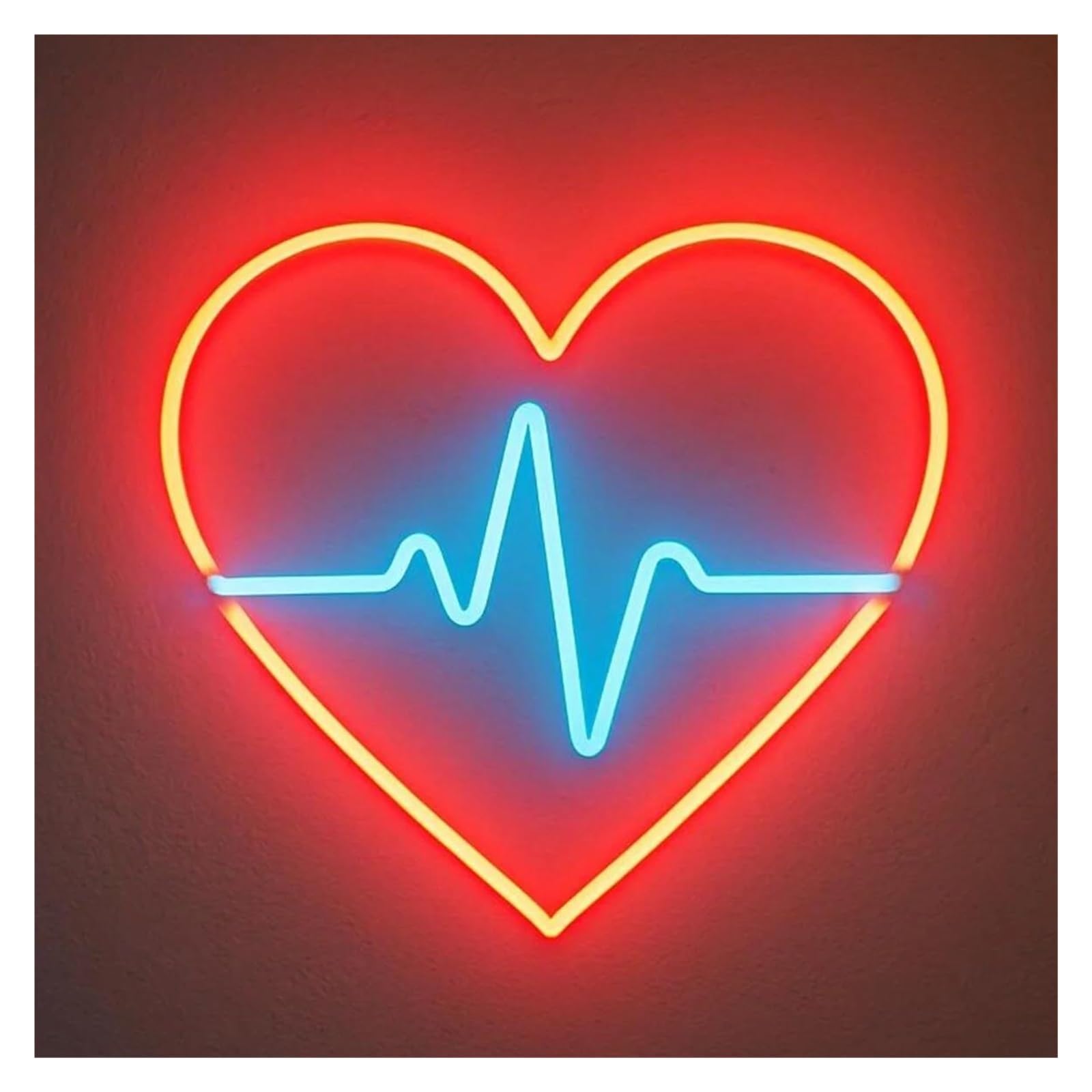 XENITE Hanging Art Neon Signs Heart with Cardioline Neon Sign USB Dimmable for Bedroom Valentine's Day Clinic General Hospital 40cm