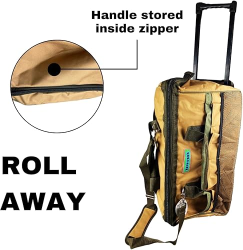 Miniatura 3 de RAVEN Bolsa de herramientas con ruedas de 24 pulgadas, 21 bolsillos en total, tela Oxford 600D duradera, altura de mango extendida de 36 pulgadas,