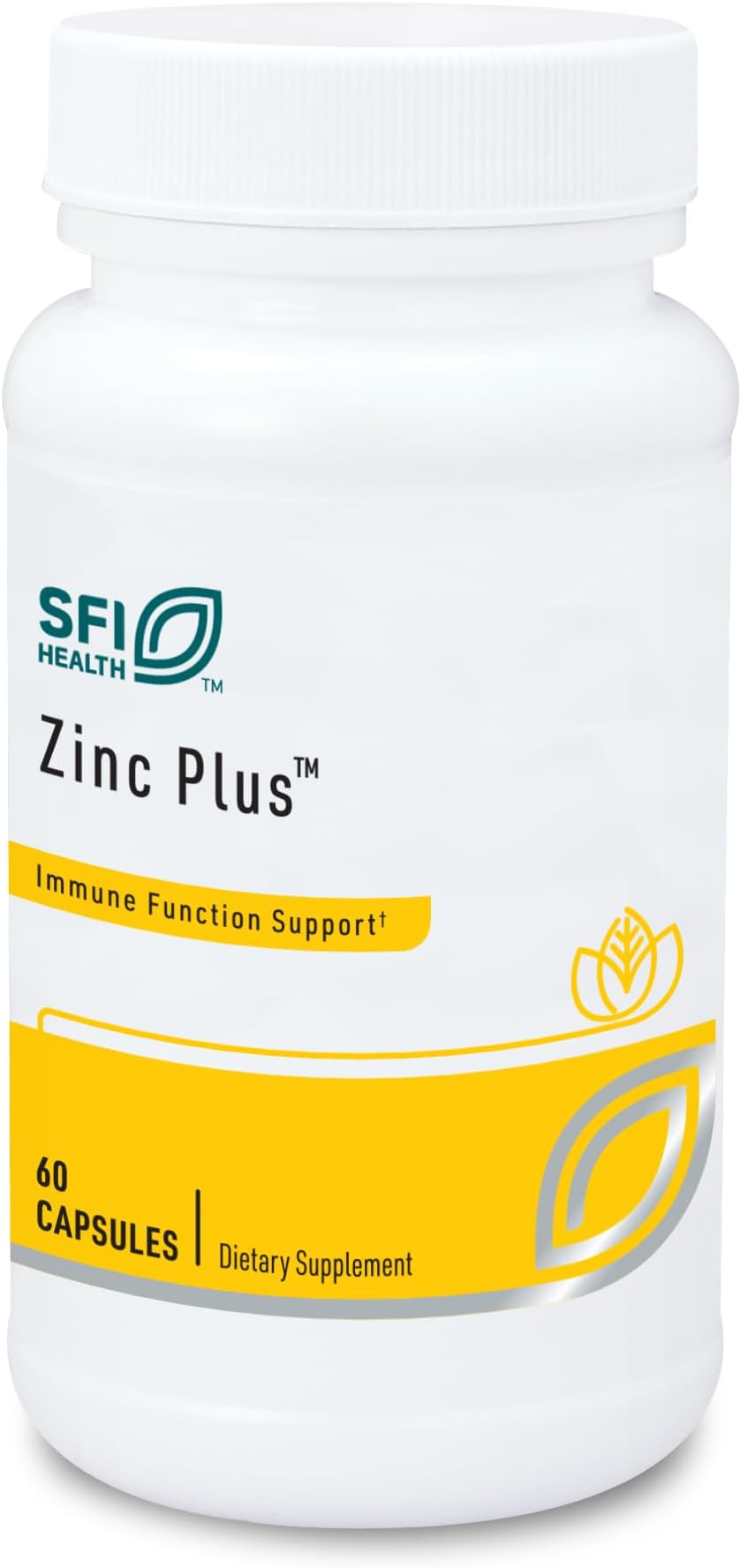 Klaire Labs SFI Health Zinc Plus Immune Support Supplement - Zinc Citrate with Copper, Vitamin B6 & Vitamin C - Hypoallergenic (60 Capsules)