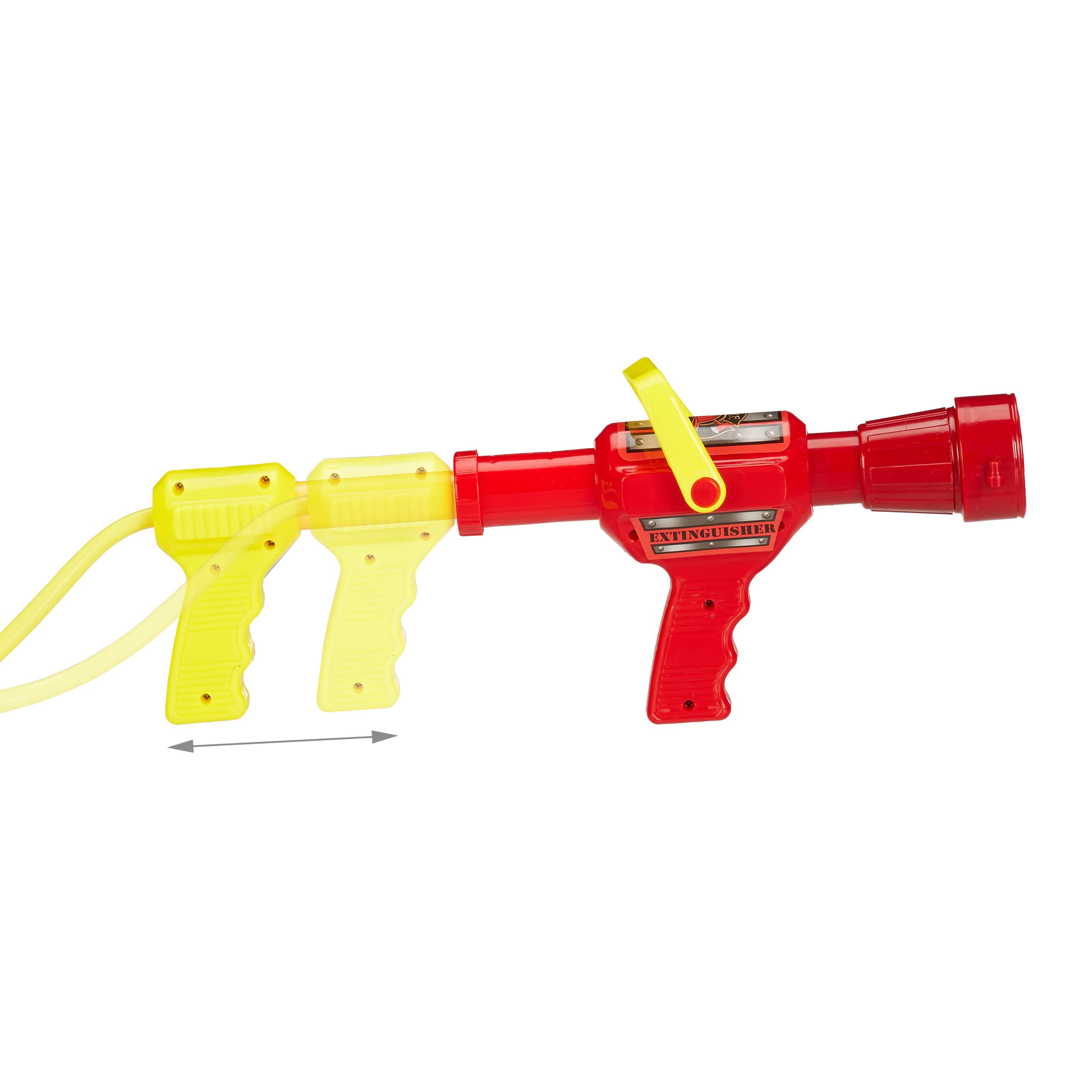 Relaxdays Pistolet na wodę, armaty wodne, strażacy, zbiornik, pojemność 2,5 l, strumień 5 m, 2 strumienie, żółty czerwony