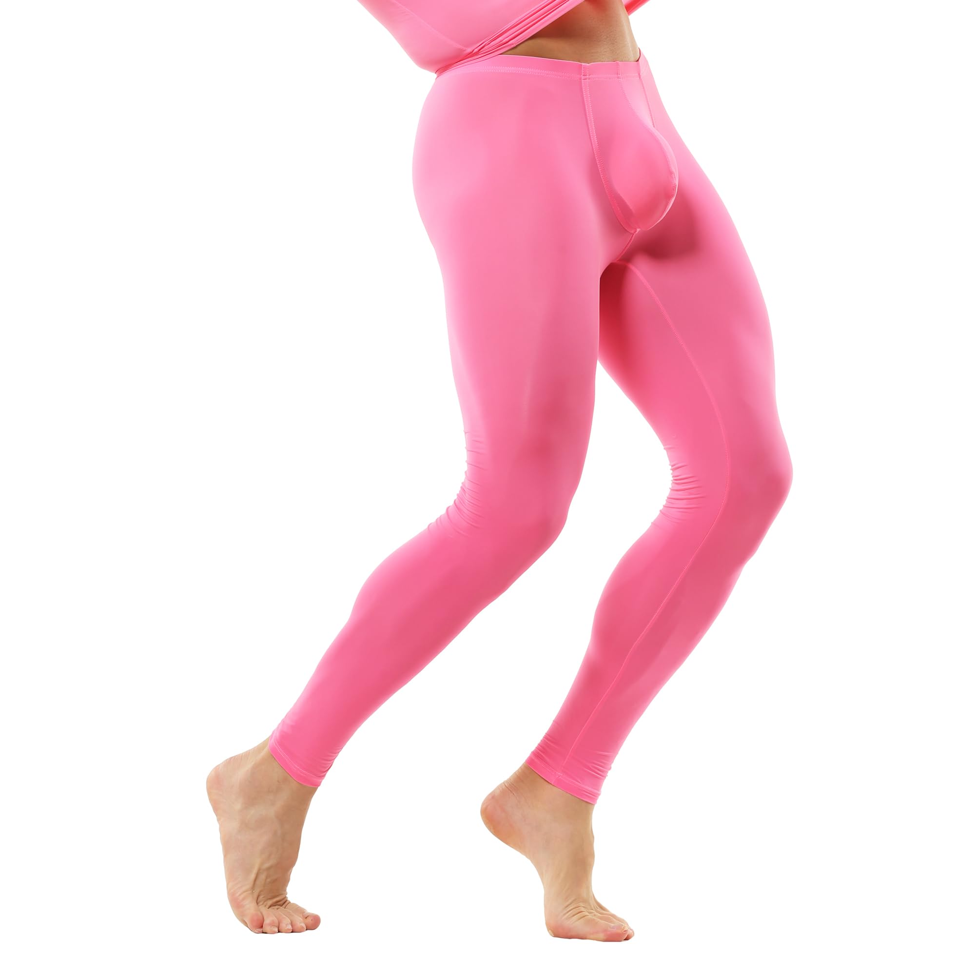 DTODWW Men's Tights Pants Underwear Long Trousers Lightweight Workout Base Layer Leggings for Yoga Dance: Rose X-Large