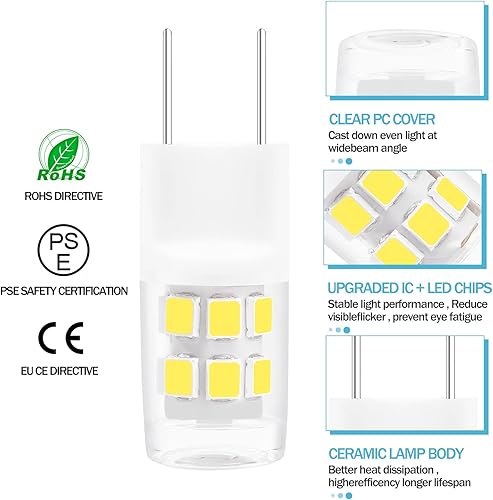 Miniatura 3 de Bombilla LED T4 con base bi-pin 120 V, 2 vatios, equivalente a 20 W, lámpara halógena de microondas WB25X10019 WB08X10057 WB25X10026 para JVM7195SFS
