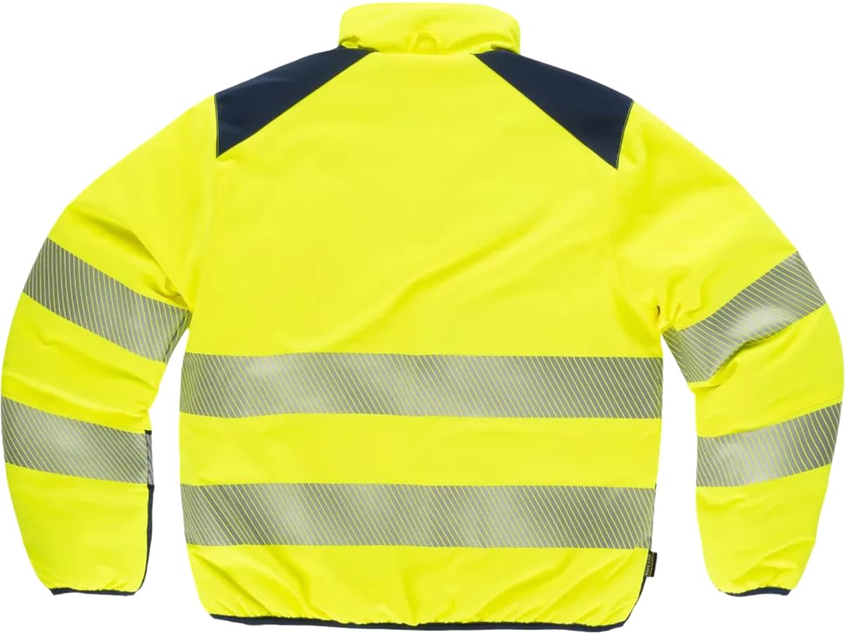 WORKTEAM Cazadora Reversible Acolchada Alta Visibilidad Clase 2 ISO 20471, Cintas Reflectantes Segmentadas, Cuello Alto, Bolsillos con Cremallera, Ropa Laboral Unisex