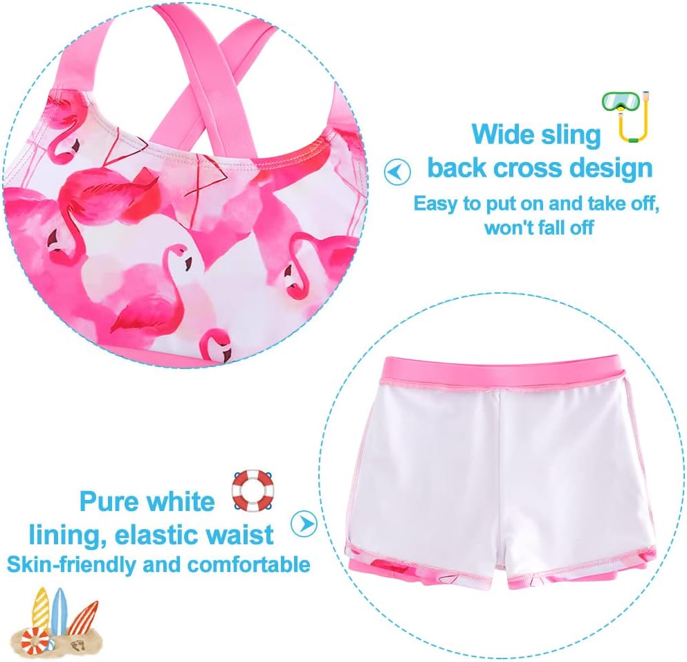 Girls Swimsuit 2 Piece Bathing Suit with Skirted Boyshorts 5-16Y