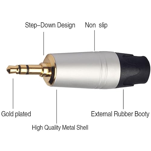 Miniatura 3 de Sairps Adaptador de cable XLR a 0.138 in, cable de micrófono XLR a 18 de pulgada para videocámaras, cámaras DSLR, dispositivo de grabación de