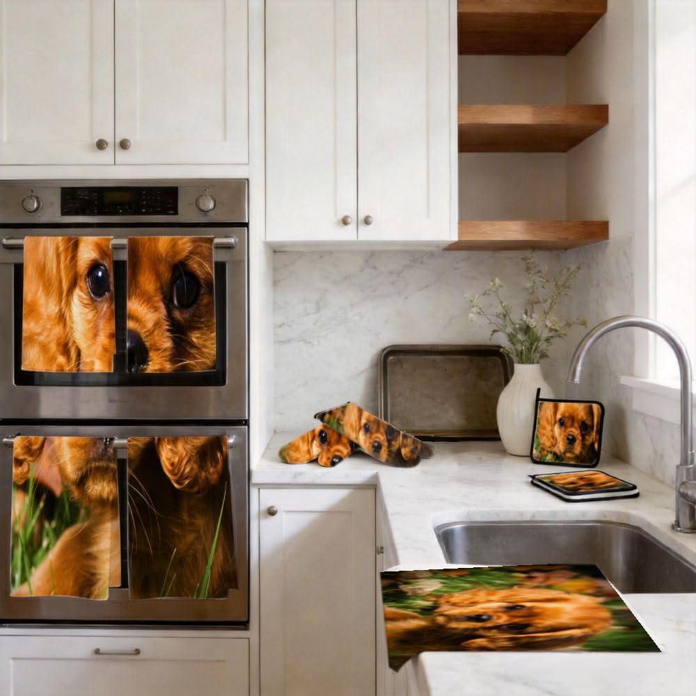 9PCS Cute Puppy Portrait2 Cucina Decor e Accessori Set