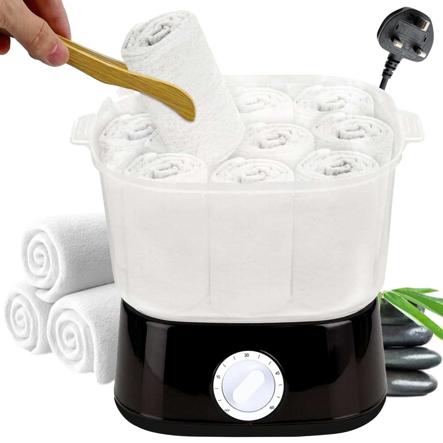 Towel Warmer, 3L Large Capacity Beauty Towel Steamer with Towel Clip and UK Plug Cord, 0-60 Minute Timer, Fast Heating to 200°F, Maximum Capacity 18 Towels for Home, Spa and Barber Salon Use