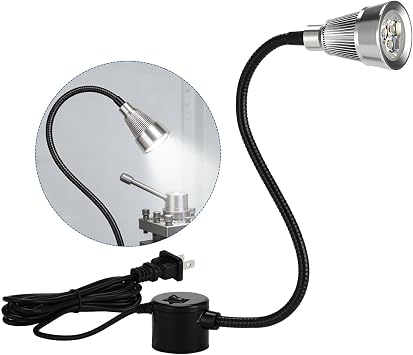 Magnetic LED Machine Work Light, Gooseneck Plug-in Adjustable Task Light for Workbench, Lathe, Drill Press, Machine Tools, Job Site