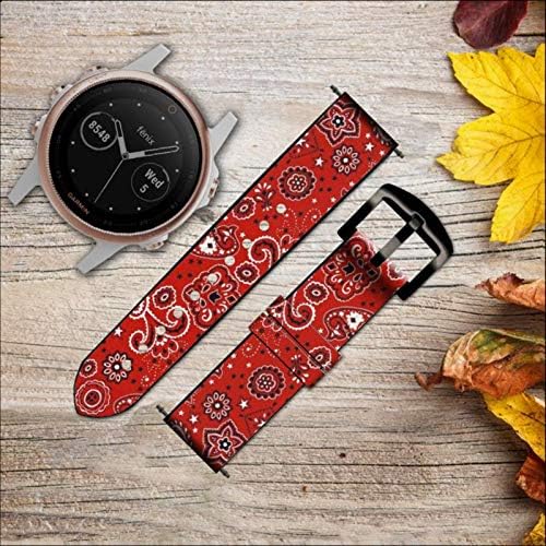 Miniatura 2 de CA0668 Correa de banda de reloj inteligente de cuero y silicona para Garmin Vivoactive 4 tamaño (0.866 in)