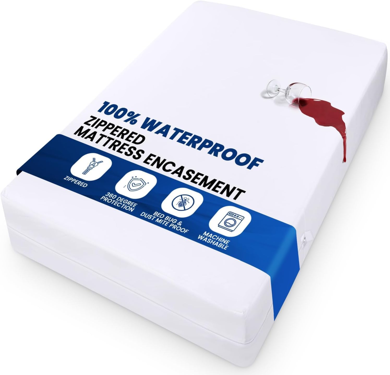 Utopia Bedding Zippered Mattress Encasement King - 100% Waterproof and Bed Bug Proof Mattress Protector - Absorbent, Six-Sided Mattress Cover