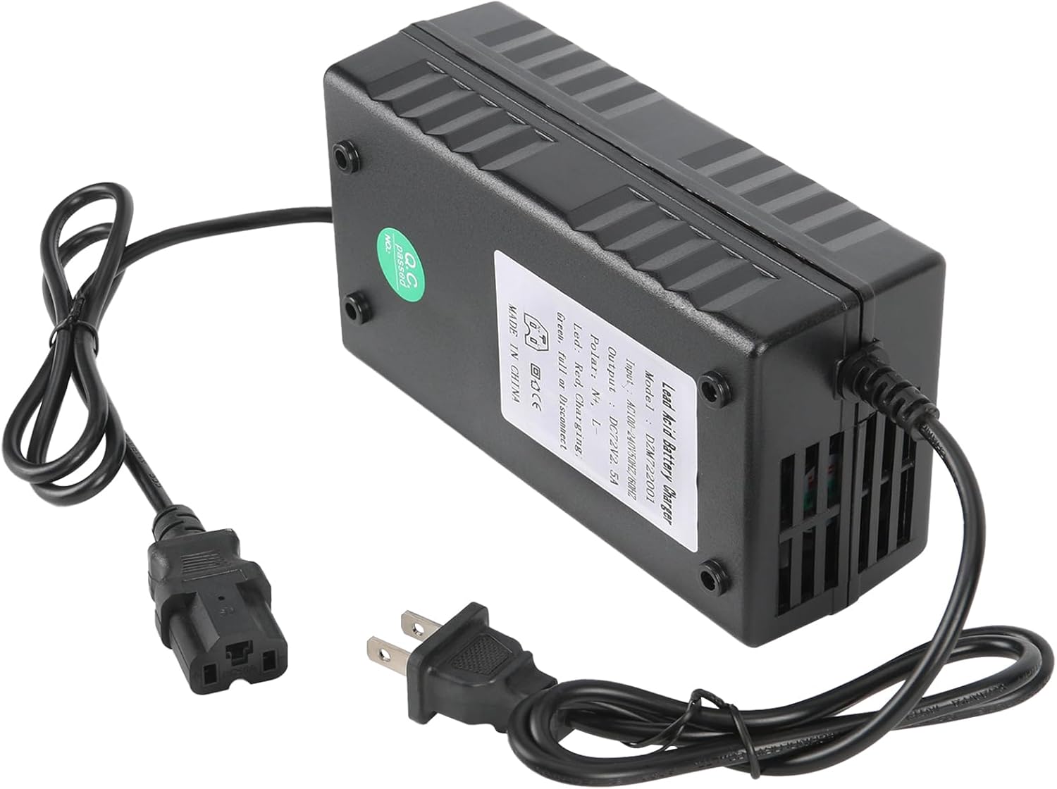 72V 2.5A Lead Acid Battery Charging Accessory for Electric Scooter Ebike ATV Go Kart, US Plug, Quick Smart, 3-Pin Connector