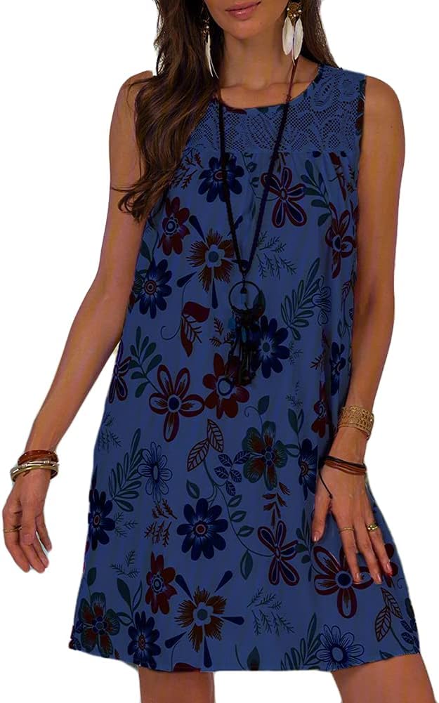 Vestito Donna Estivo In Cotone - Maniche Corte, Sciolto, Girocollo Tinta Unita - Foto 2