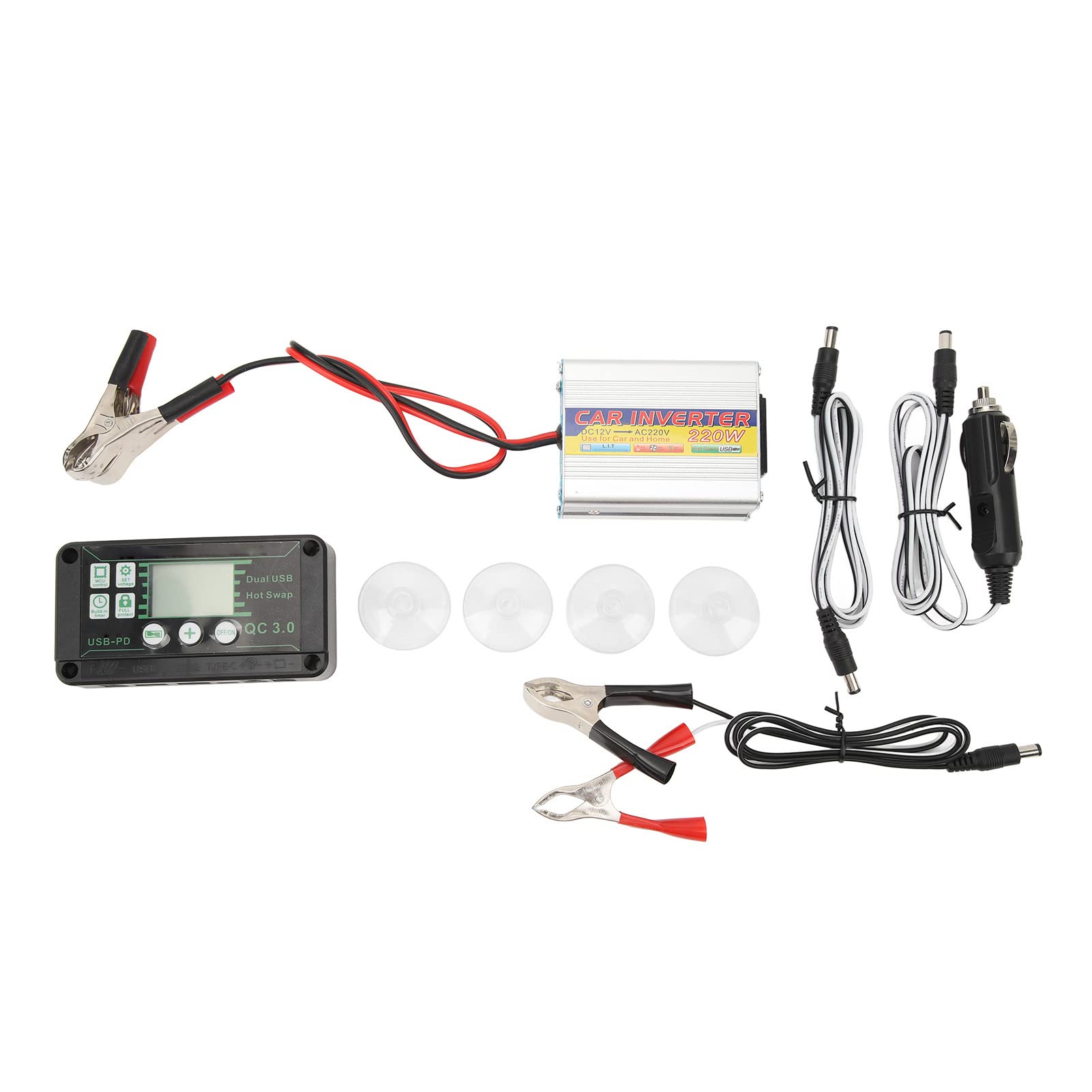 Kit Solare 12 V, Pannello Fotovoltaico in Polisilicio da 30 W con Regolatore 10 A e Inverter 220 W, Caricabatterie per Barca, Camper e Sistemi Elettrici Fuori Rete