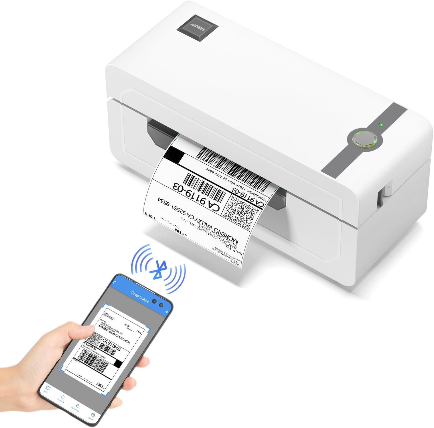 JADENS Bluetooth Thermal Shipping Label Printer – Wireless 4x6 Shipping Label Printer, Compatible with Android&iPhone and Windows, But Not Mac,Widely Used, Amazon, Shopify, Etsy, USPS