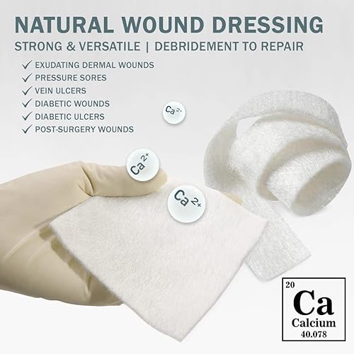 Miniatura 5 de EVERLIT Apósito para heridas de alginato de calcio Almohadilla de apósito estéril suave y antiadherente Vendaje suave y altamente absorbente