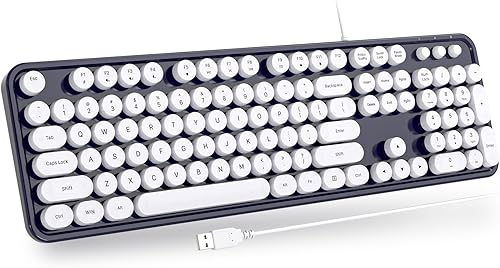 Miniatura 11 de Teclado USB con cable con retroiluminación de 7 colores, teclado de tamaño completo con teclas retro, teclado numérico y tecla de acceso rápido