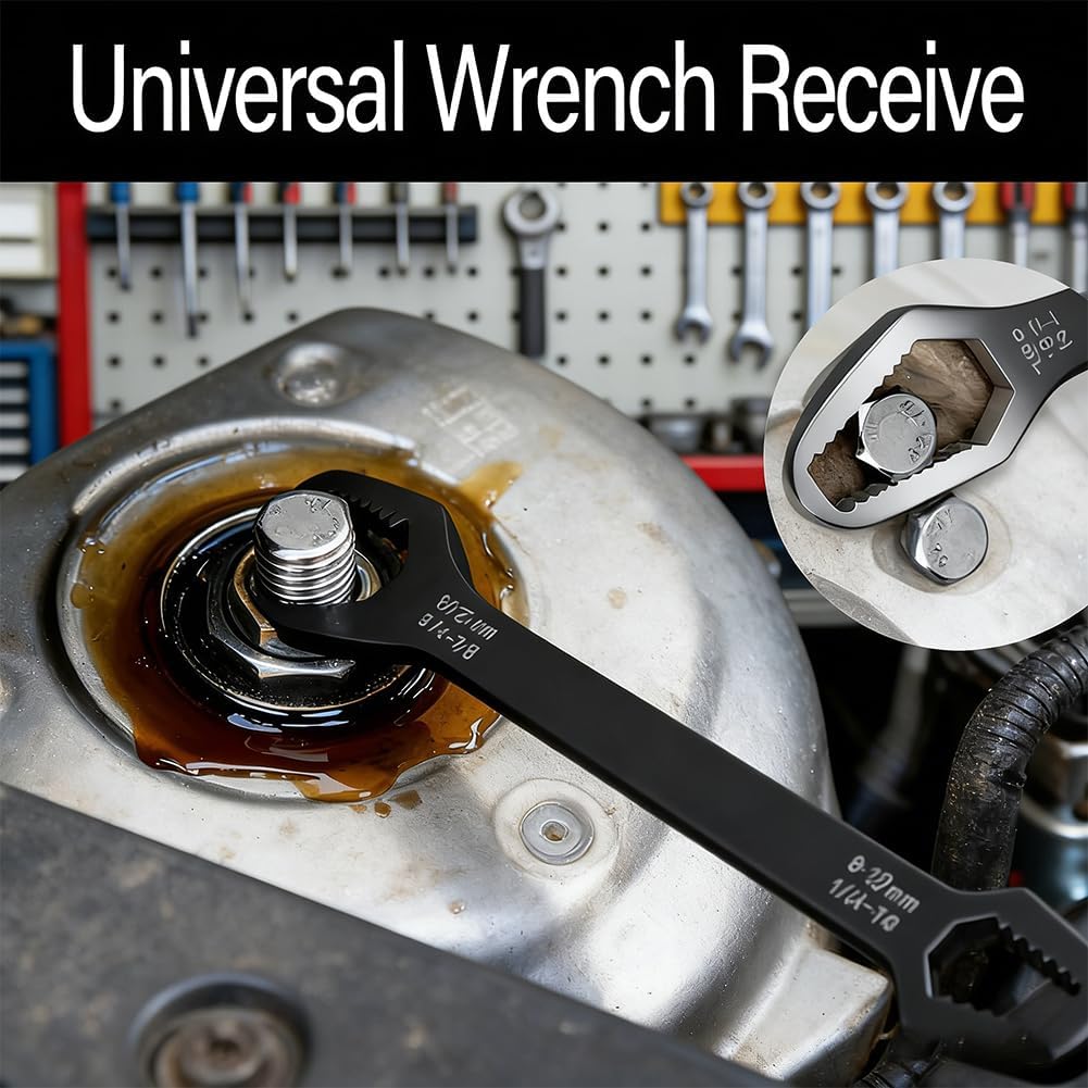 2026 Upgraded Double Ended Torx Wrench, Universal Automotive Torx Wrench 3-22mm Self-Tightening, Universal Car Torque Wrench for Diy Machine Auto Maintenance for 4mm-15mm Nuts (Black Set (1))