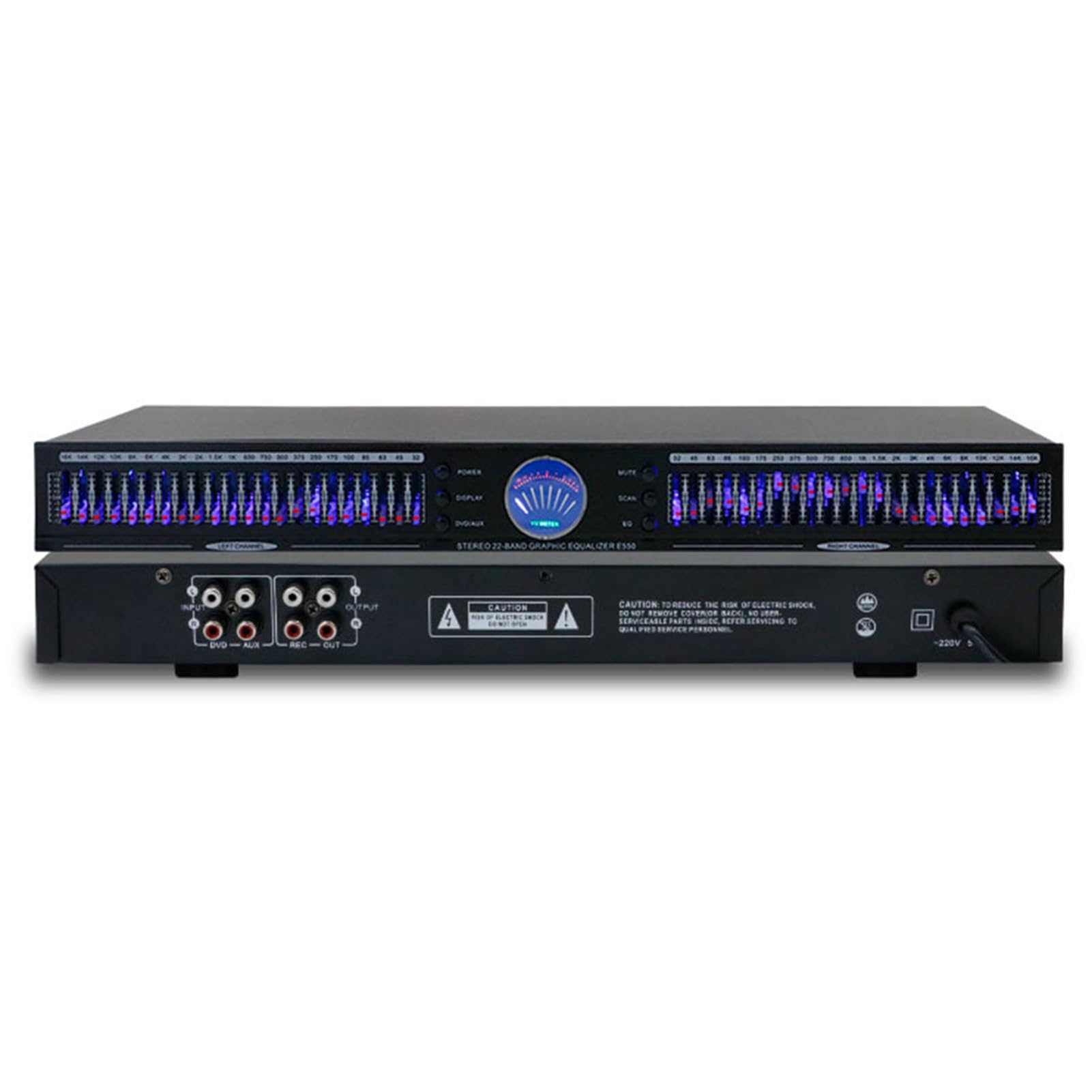 Equalizzatore Audio a 24 Bande, Equalizzatore Audio Digitale, con Display a Spettro LED, 10 Effetti Preimpostati, Riduzione del Rumore, Regolazione Bassi/Medi/Alti