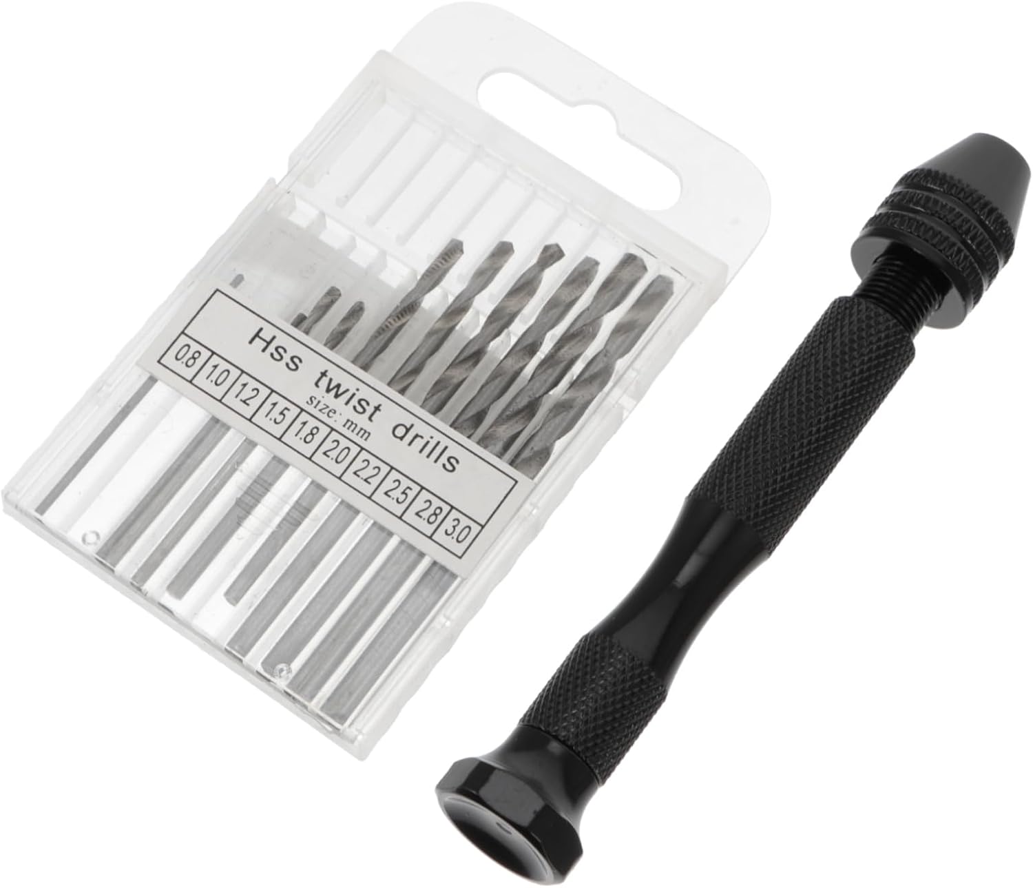 DOITOOL 11pcs Hand Twist Drill Tool Carbon Steel Drill Bits Set for Diy Precision Pin Vise