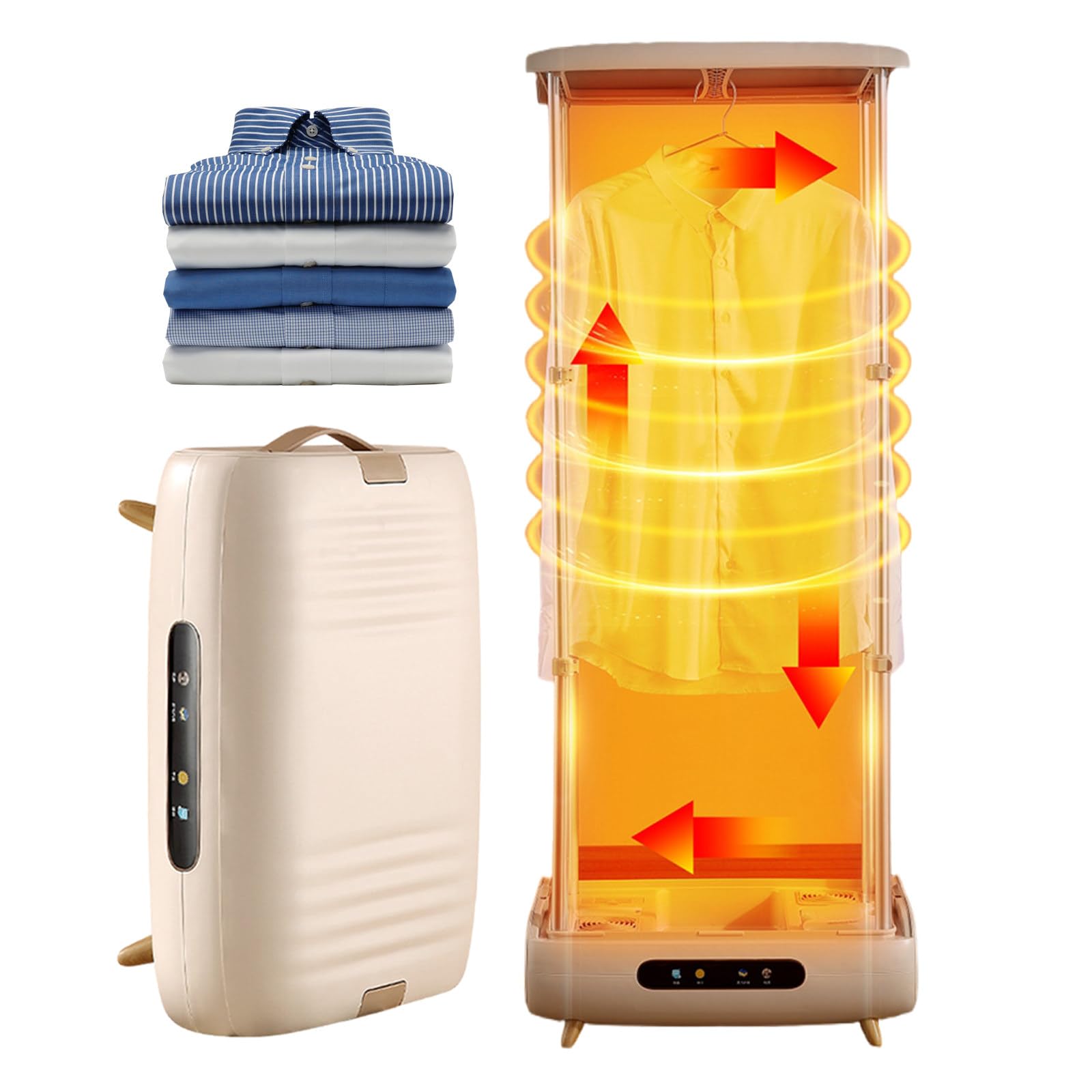 Mini Asciugatrice Verticale, Macchina per Stirare A Vapore da 800 W, Riscaldamento A Circolazione A 360°, Serbatoio dell'Acqua da 700 Ml Steam Care, con Pannello Touch, per Campeggio
