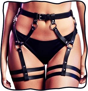 Leather Waist Thigh Belt Black Layered Rave Body Chains Fashion Goth Body Accessories for Women