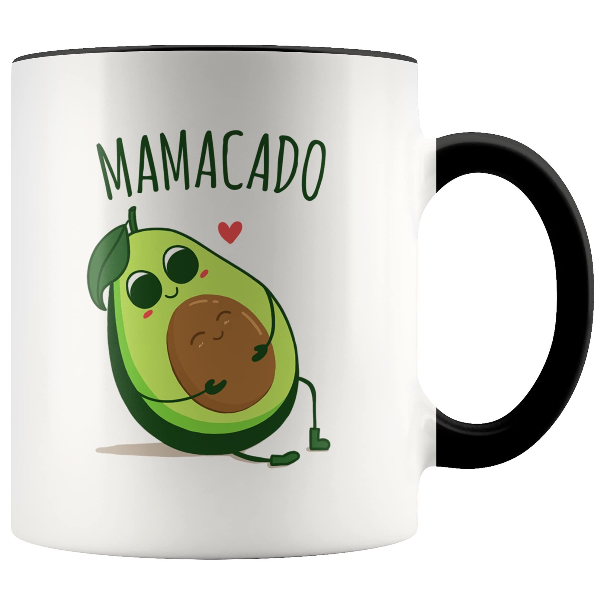 YouNique Designs Mamacado Coffee Mug, 11 Ounces, Pregnant Wife Mug, Pregnancy Announcement Mug for Dad and Grandparents, Mommy To Be Cup, Expecting Mom Coffee Mug (Black Handle)