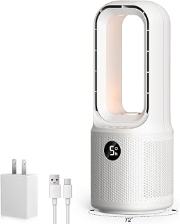 let'me Bladeless Desk Fan Small Quiet,5-Speed Bedside Table Fan with 3-Level Brightness Night Light, 72° Oscillation, 9-Hour Timer, Wired Power with Adapter,Fan for Bedroom Office Home,13x5 Incn