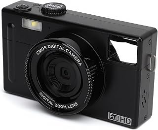 24MP Mini Digital Video Camera 1080P FHD with 3 Inch LCD Screen, Portable Mirrorless Micro Camera, 16X Digital Zoom, Rechargeable Compact Pocket Camera for Students,(Black)
