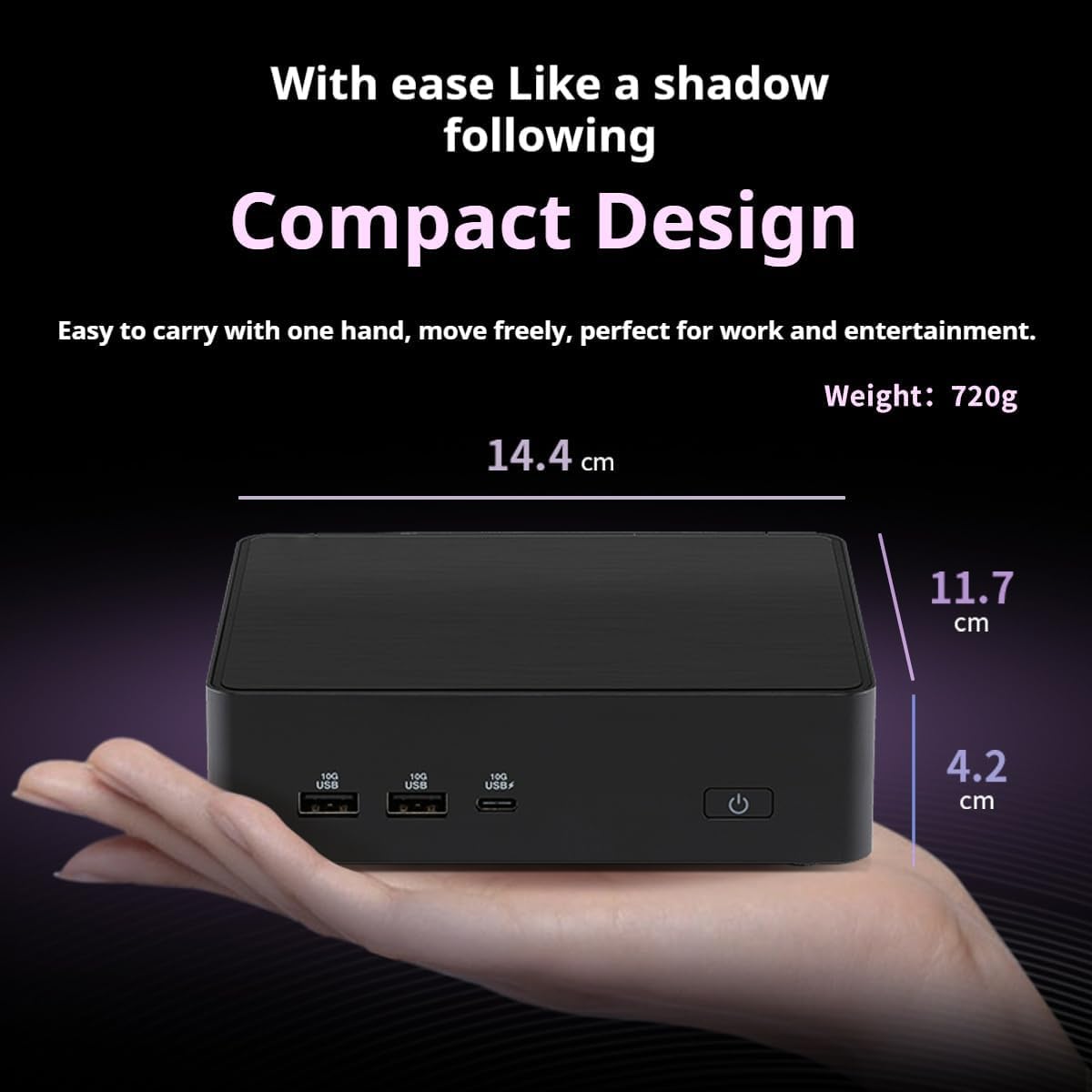NUC 16 Pro Mini PC NUC16GDKU7, procesador Intel Core Ultra 7 356H, Wi-Fi 7, Bluetooth 6.0, LAN Dual 2.5G, Thunderbolt 4, Negro, 144 mm x 117 mm x 42 mm (32 GB de RAM + 2 TB SSD) — view 8