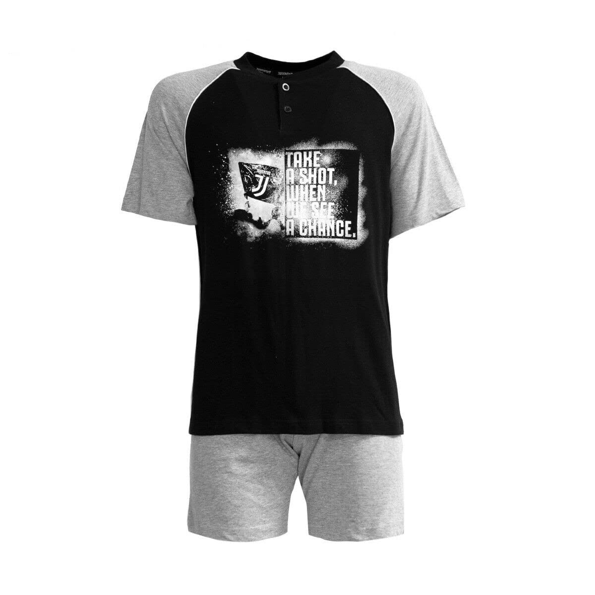 Pigiama Juventus Ufficiale Uomo - Maglia E Pantaloncini Corti In Cotone 100% - Foto 3