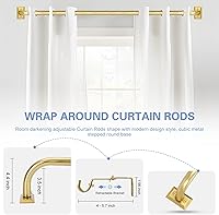 Vista 5 de Barras de Cortina Envolventes Doradas de 28 a 48 Pulgadas: Barra de Cortina de Ventana Ajustable de Servicio Pesado Opaca para Oscurecimiento