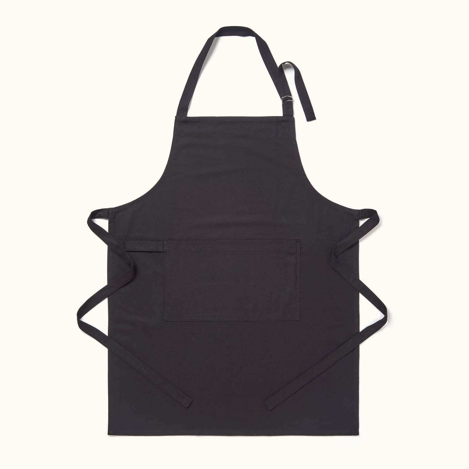 Homescapes Unisex Black Plain Apron With Large Front Pocket 100% Cotton