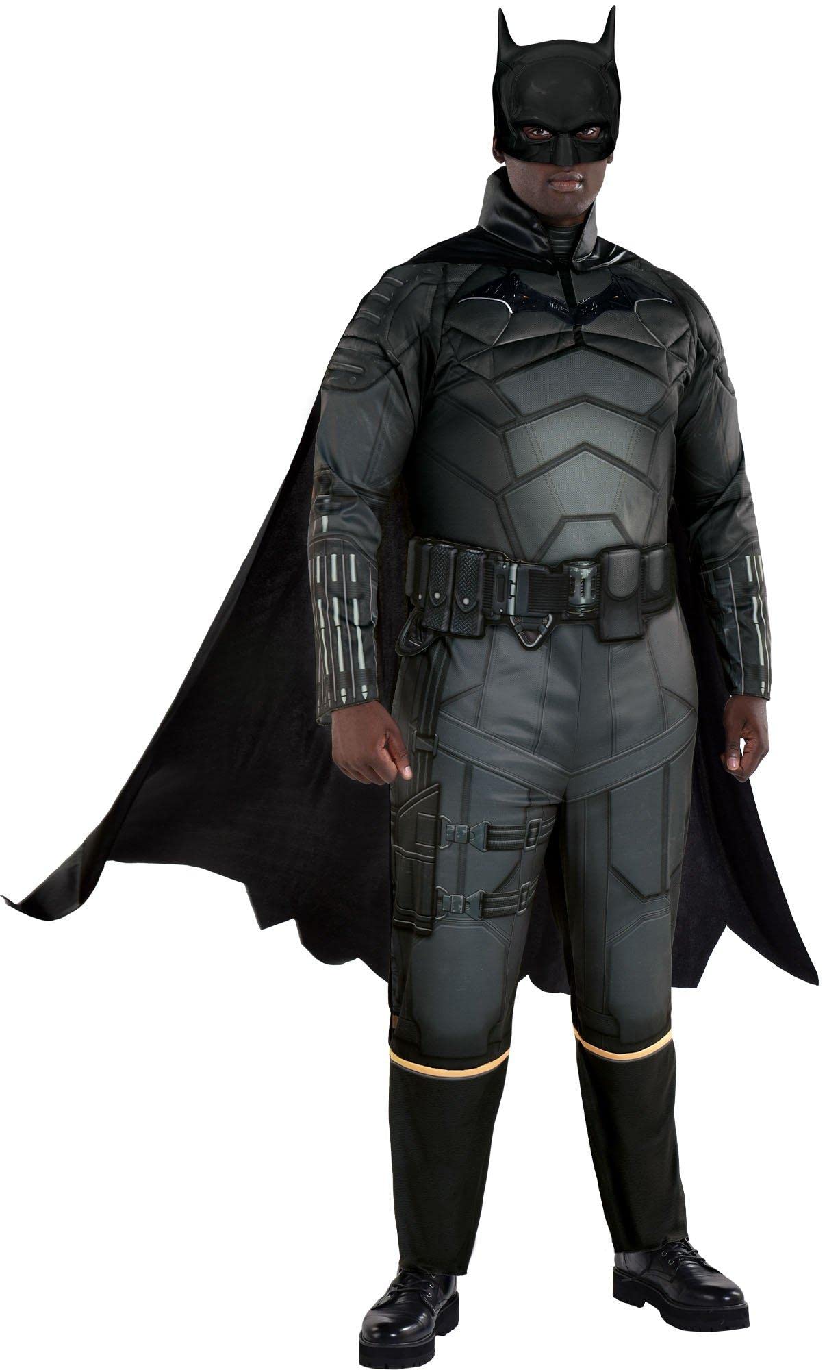 Party City Batman Costume for Men, The Batman, Includes Cape, Belt, and Mask, Plus Size Multicolor