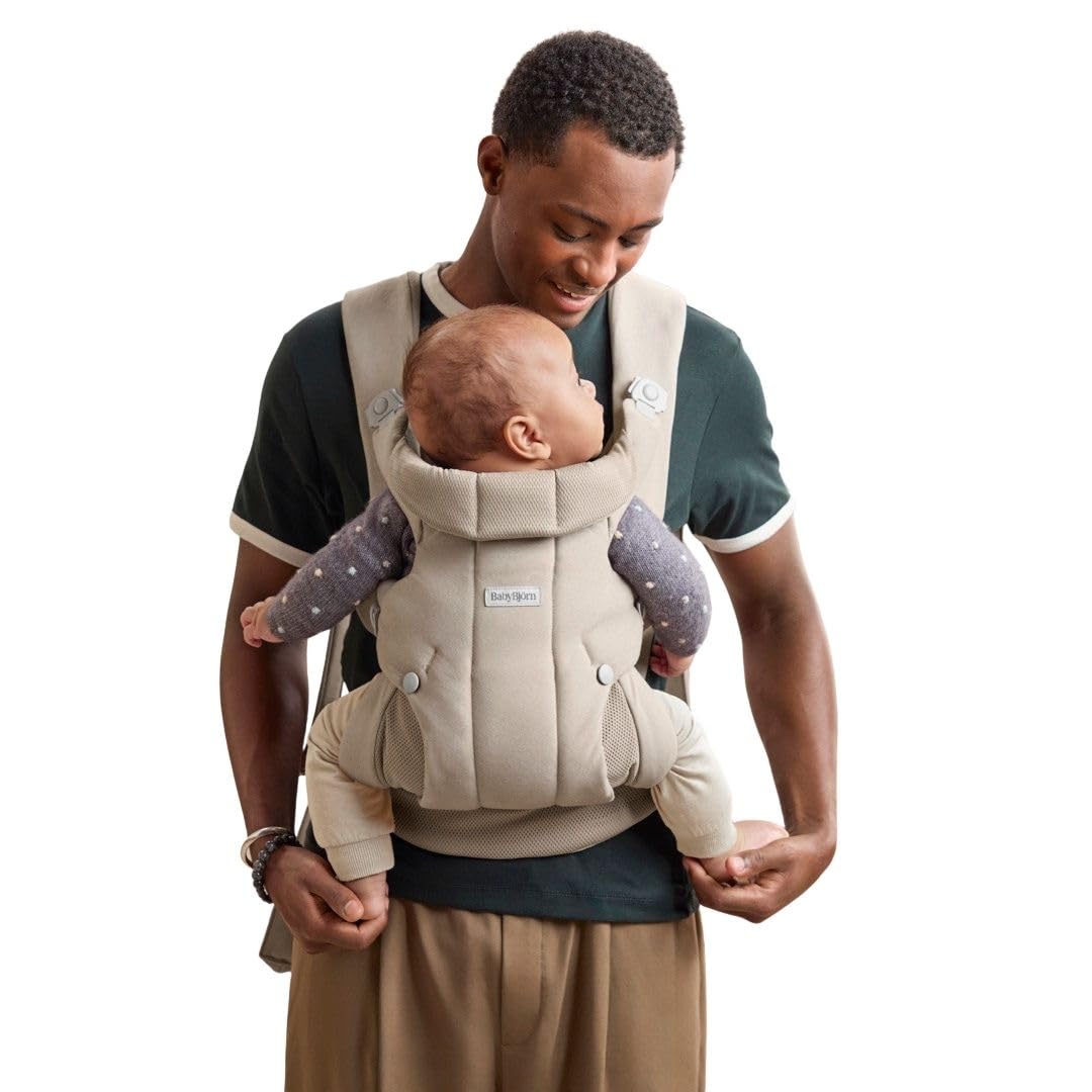 BabyBjörn Mochila Porta Bebé Hold, Tejido Cepillado, Gris arena