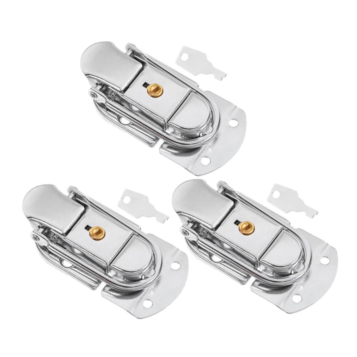 MUCKLILY 3 Sets Luggage Toggle Catch Latch with Keys, Iron Material for Anti Theft Protection and Universal Suitcase Lock Mounting Parts, Elegant Design for Travel Accessories and Toolbox