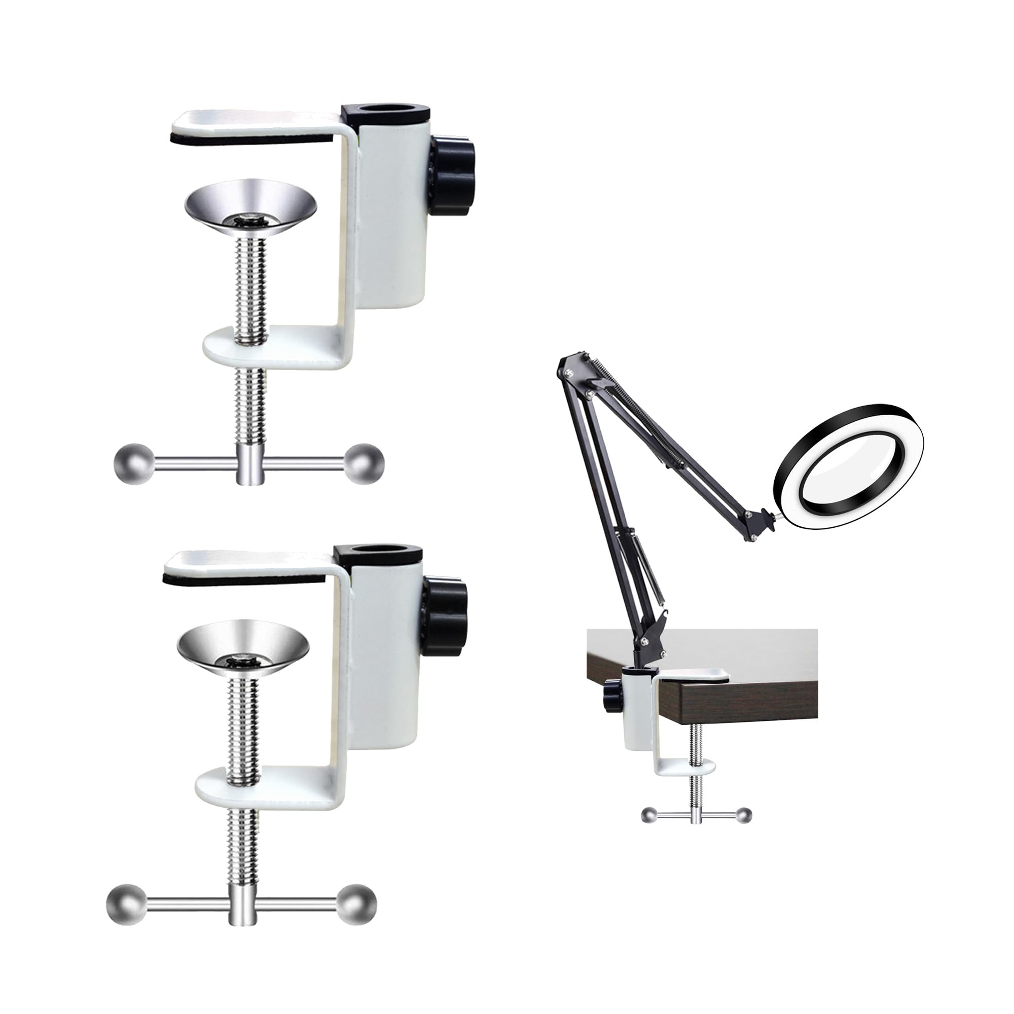 Pince C en Acier Inoxydable - Clips Blanc pour Lampes de Bureau et Supports Métalliques