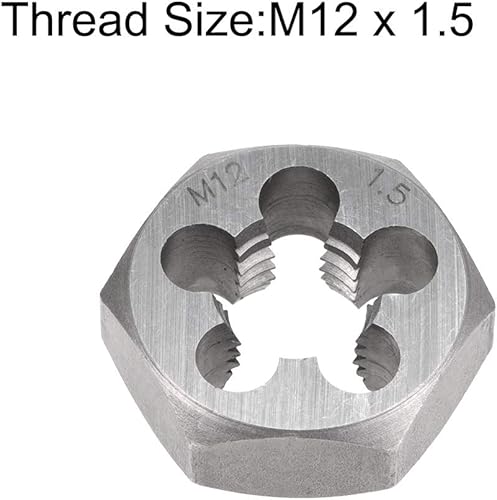 Miniatura 3 de uxcell El reenhebrado del hexágono muere el tubo cónico métrico del hexágono de la echada de la echada de M12 x 1,5 de la echada Grado de la