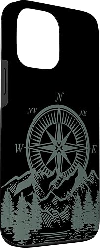 Miniatura 3 de Funda para iPhone 13 Pro Max con brújula estética náutica de árbol montañas Landsacpe